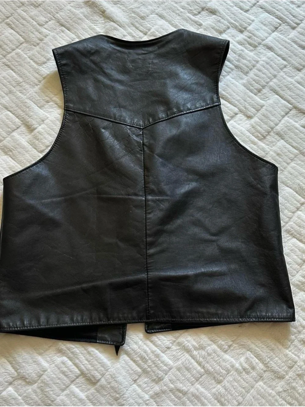 Vintage 1990s Leather Button-Front Vest in Black size 40
